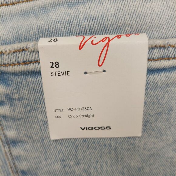 Vigoss Women's Stevie Crop Straight Jeans Light Wash~Distressed~Stretch~ Size 28 - Picture 3 of 16